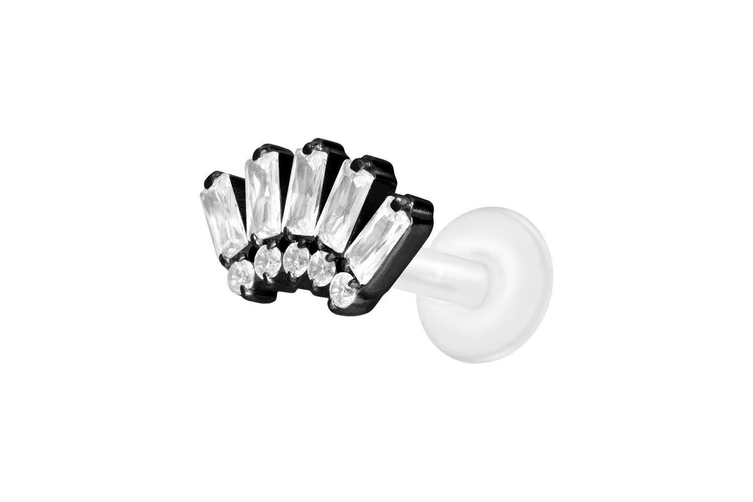 PTFE Labret Piercing mit Innengewinde + Titan-Aufsatz 10 EINGEFASSTE KRISTALLE